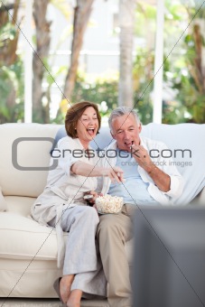 Seniors watching tv