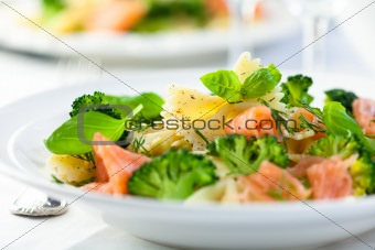 Gourmet pasta salad with smoked slamon