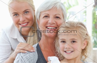Portrait of a joyful family looking at the camera