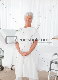 Happy woman  looking at the camera in a hospital