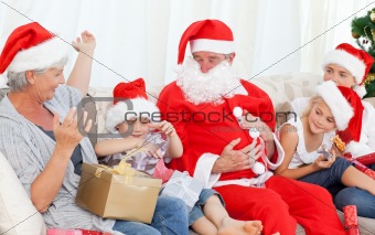 Santa Claus with a happy family 
