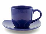 A Dark Blue Cup on a Saucer