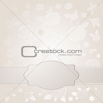 label over background of roses