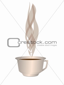 Transparent steam over a cup of coffee