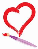 paintbrush and painted heart