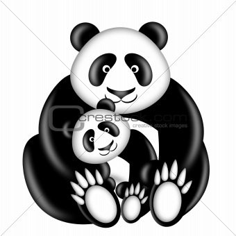 Mother and Baby Panda Bear