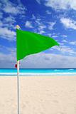 Beach green flag good weather wind Caribbean