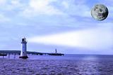 river shannon lighthouse and full moon