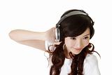 Asian woman listen music