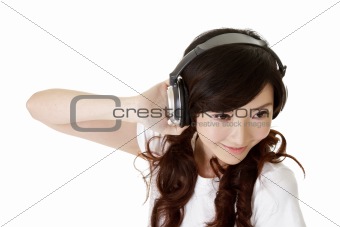 Asian woman listen music