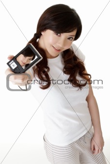 Young woman take picture