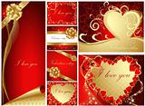 Collection of Valentine's greeting cards gold and red
