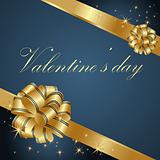 Valentine's greeting card  gold and blue 