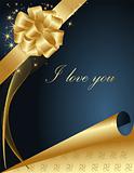 Valentine's greeting card gold and blue