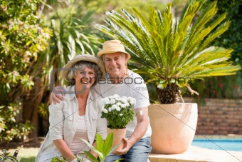 Senior couple looking at the camera 