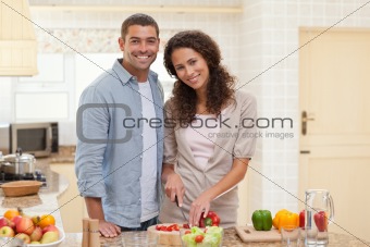 Couple cooking in the kitchen