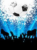 Soccer ball with silhouettes of fans. EPS 8