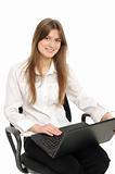 Portrait of beautiful business woman with laptop 