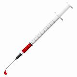Syringe with blood drop