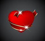 Red heart with red ribbon