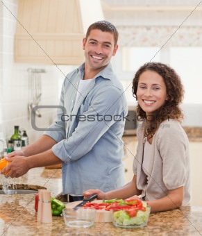Couple cooking in the kitchen