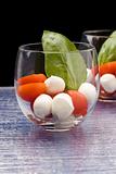 Tomato Mozzarella appetizer in glass - Caprese