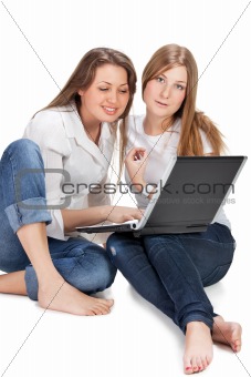 two student girl with laptop