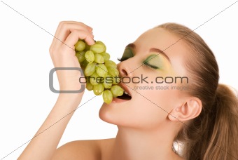 woman with grape