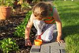 Child helping in garden