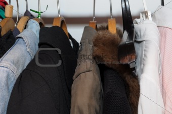 clothes in the wardrobe