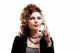 Businesswoman taking telephone call in office