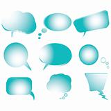 Collection of stylized blue text bubbles, vector isolated object
