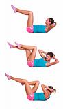 Young woman do exercises for abdominal muscles
