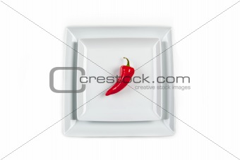 Red Pepper on White Plate