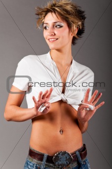 woman in sexy shirt