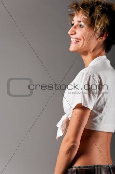 woman in sexy shirt