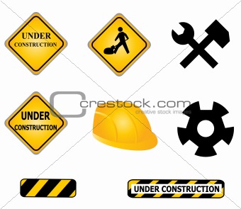 Construction signs and tools