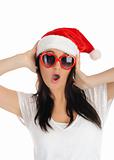 Funny sexy santa clouse woman in casual clothes,