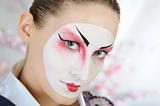 close-up artistic portrait of japan geisha woman