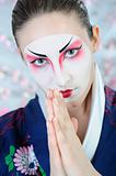 japan geisha woman with creative make-up .close-up
