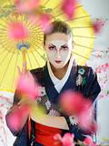 Artistic portrait of japan geisha woman with creative make-up