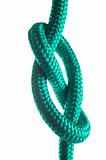 Rope with marine knot on white background 