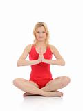 Beautiful fitness woman doing yoga meditation pose.isolated 