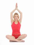 Beautiful fitness woman doing yoga meditation pose.isolated 