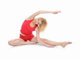 Beautiful fitness woman doing stretching exercise.isolated 