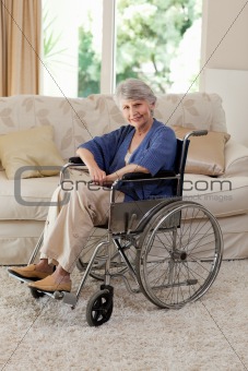 Retired woman in her wheelchair