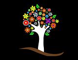 Colorful tree with flowers vector illustration