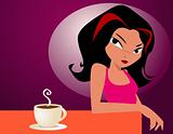 woman with coffee vector illustration