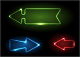 Green, blue and red neon arrows