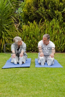 Senior couple doing their streches